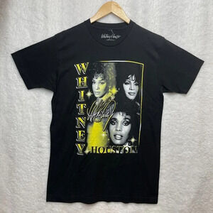 Whitney Houston Black T Shirt Mens Size M Short Sleeve R&B Graphic Singer‎ Tee